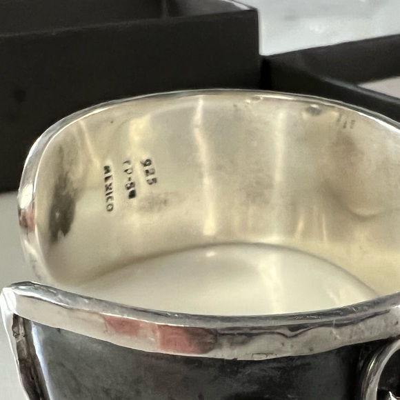 925 Taxco Mexico Turquoise Coral Amethyst Hammered Cuff Bracelet - Picture 3 of 9